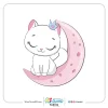 بر چسب حرارتی گربه و ماه