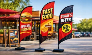 هدایای تبلیغاتی 10 10 طرح فوقالعاده پرچم ساحلی برای فست فود