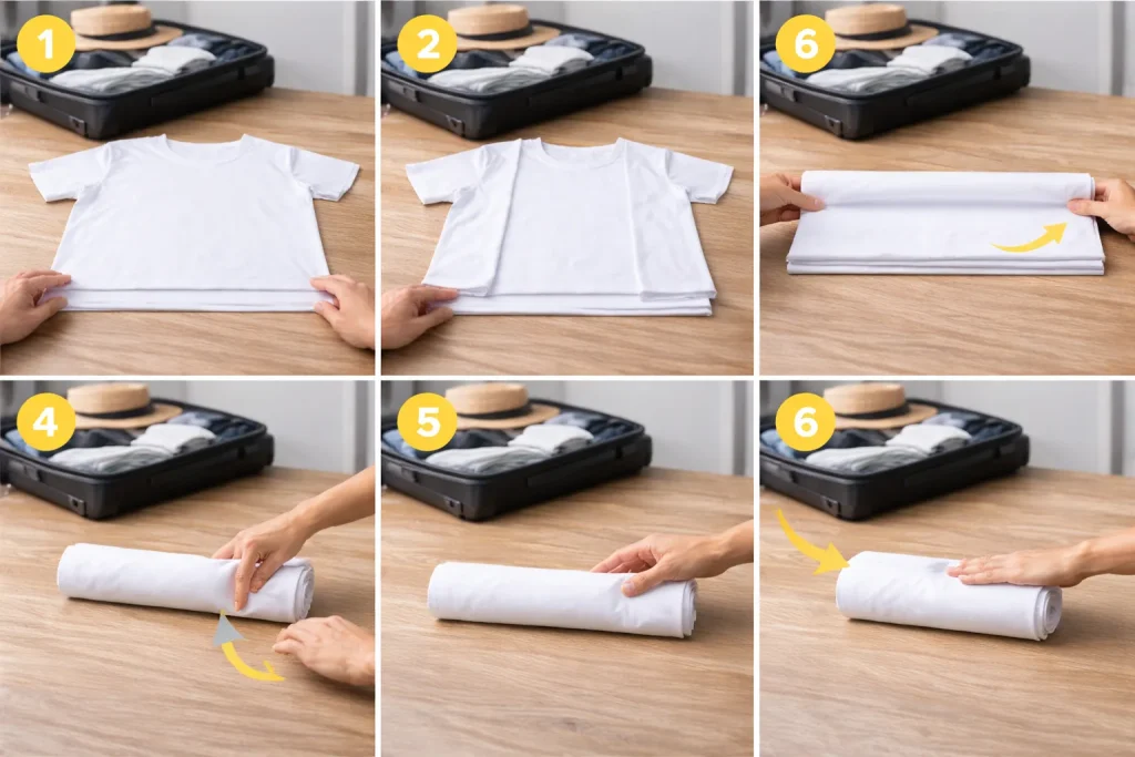 چگونه تیشرت را تا کنیم تا چروک نشود؟ 2 روش تا کردن تیشرت برای سفر و چمدان